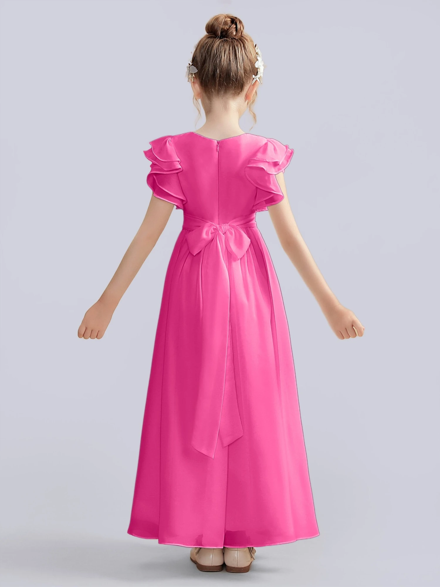 Flutter Crinkle Chiffon Junior Bridesmaid Dress - Image 11