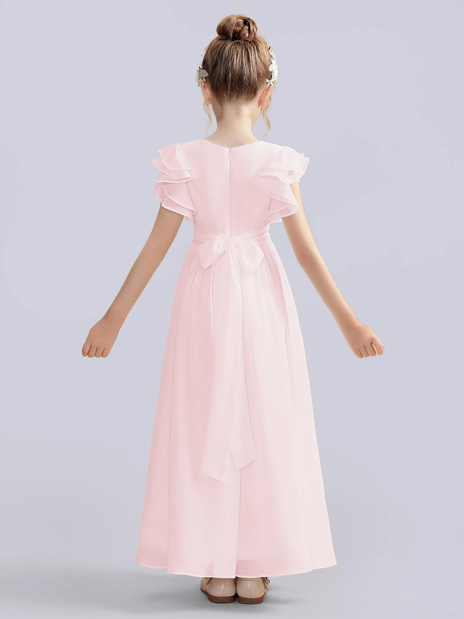 Flutter Crinkle Chiffon Junior Bridesmaid Dress - Image 20