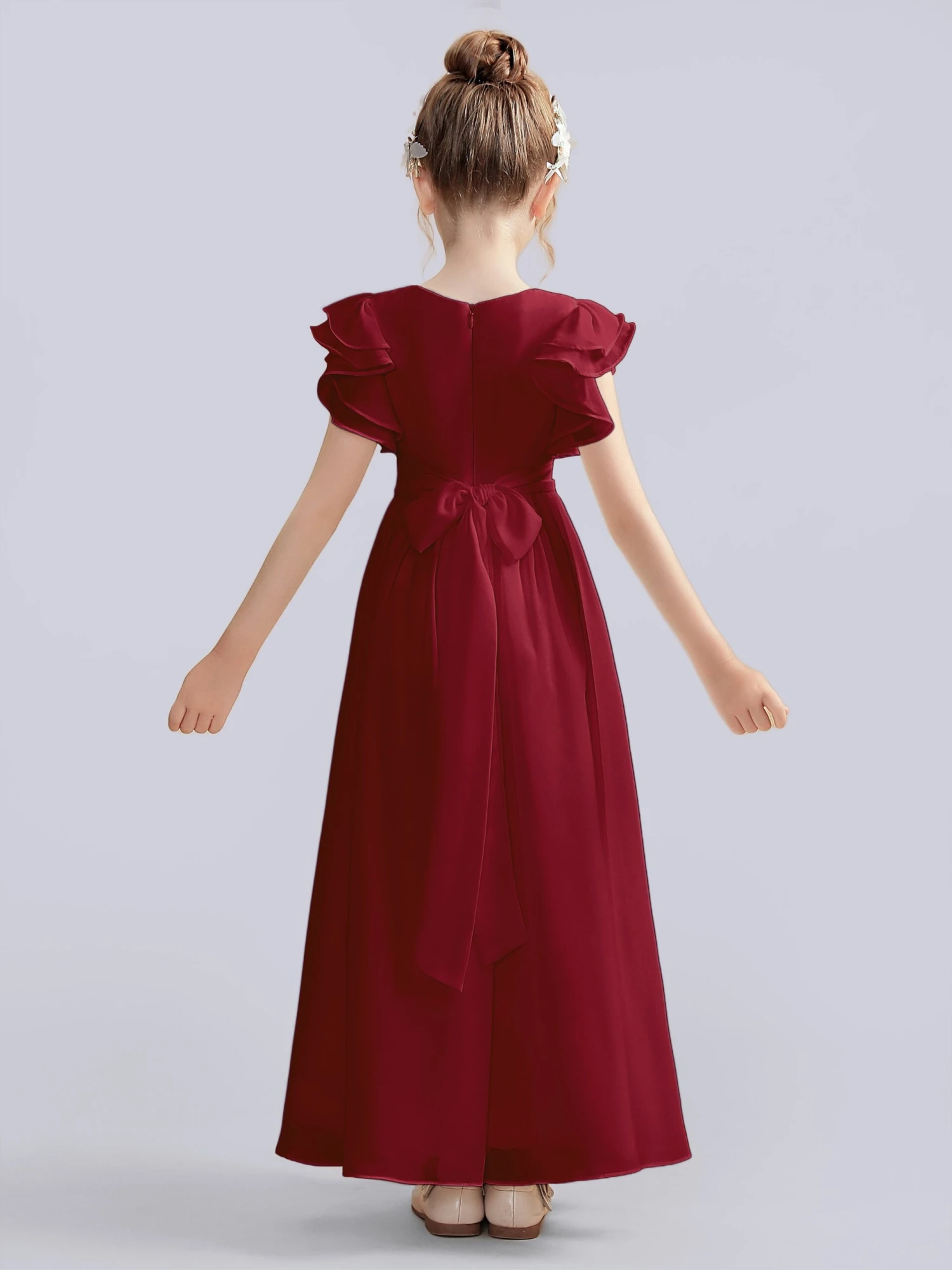 Flutter Crinkle Chiffon Junior Bridesmaid Dress - Image 4