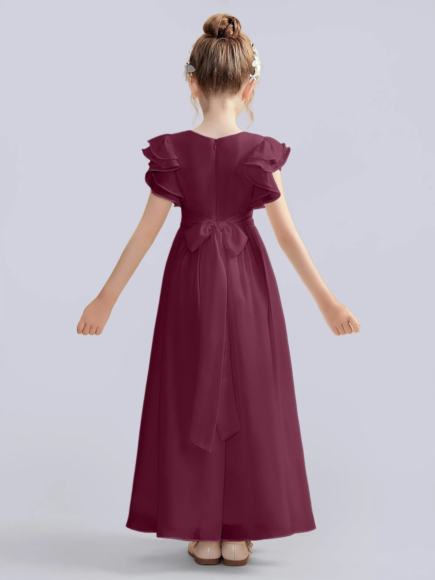 Flutter Crinkle Chiffon Junior Bridesmaid Dress - Image 8