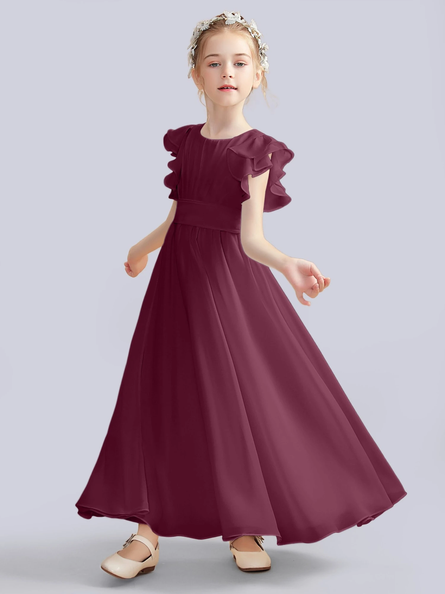 Flutter Crinkle Chiffon Junior Bridesmaid Dress - Image 5