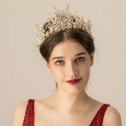 Golden Floral Cluster Wedding Crown