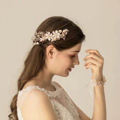 Golden Floral Wedding Headpiece