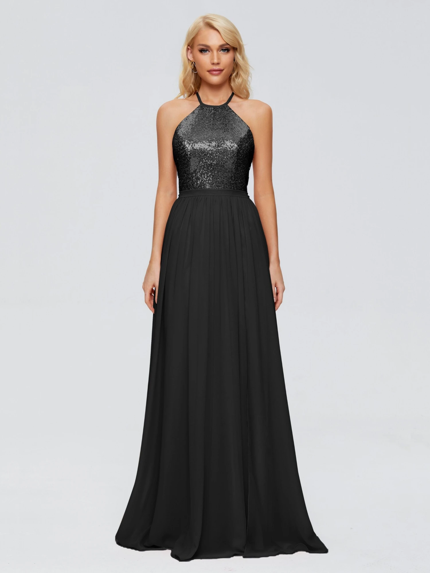 Jasmine A-line Halter Sequins Prom Dresses - Image 5