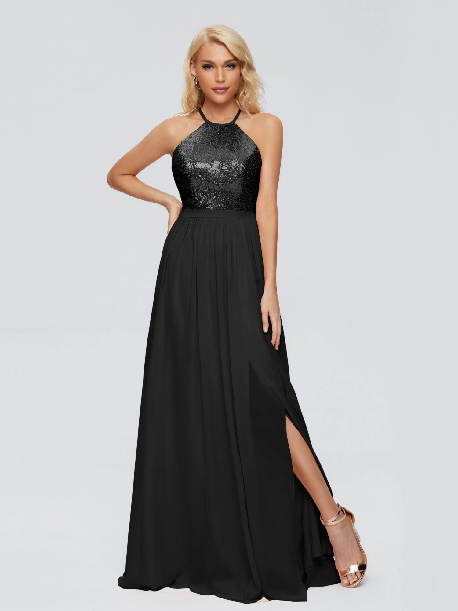 Jasmine A-line Halter Sequins Prom Dresses - Image 6