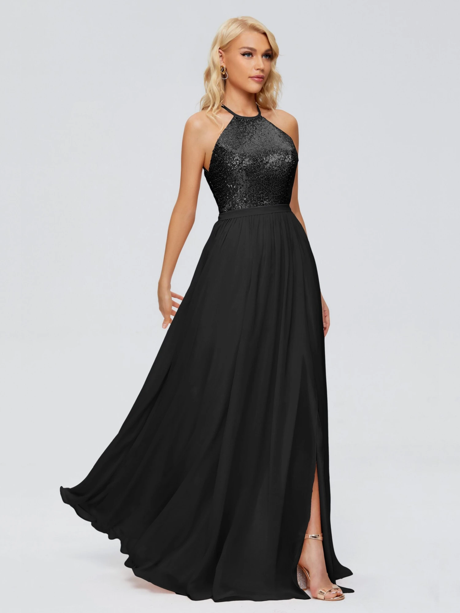 Jasmine A-line Halter Sequins Prom Dresses - Image 8