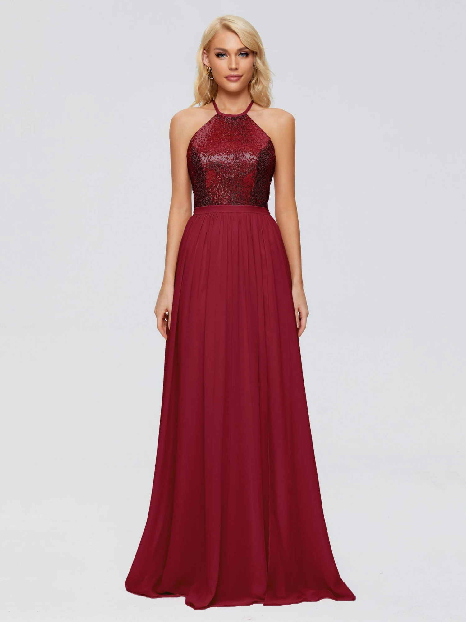 Jasmine A-line Halter Sequins Prom Dresses - Image 9