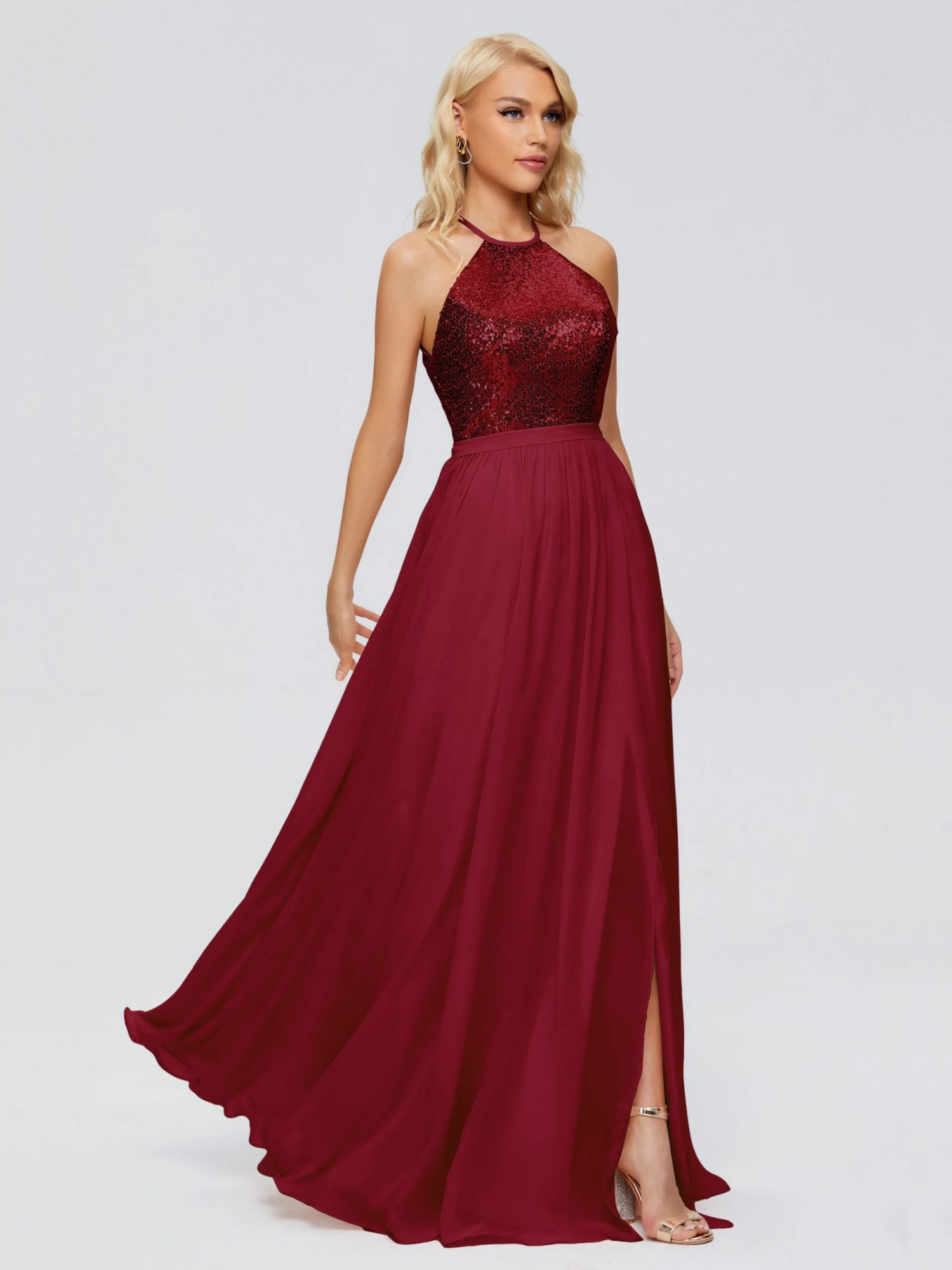 Jasmine A-line Halter Sequins Prom Dresses - Image 12