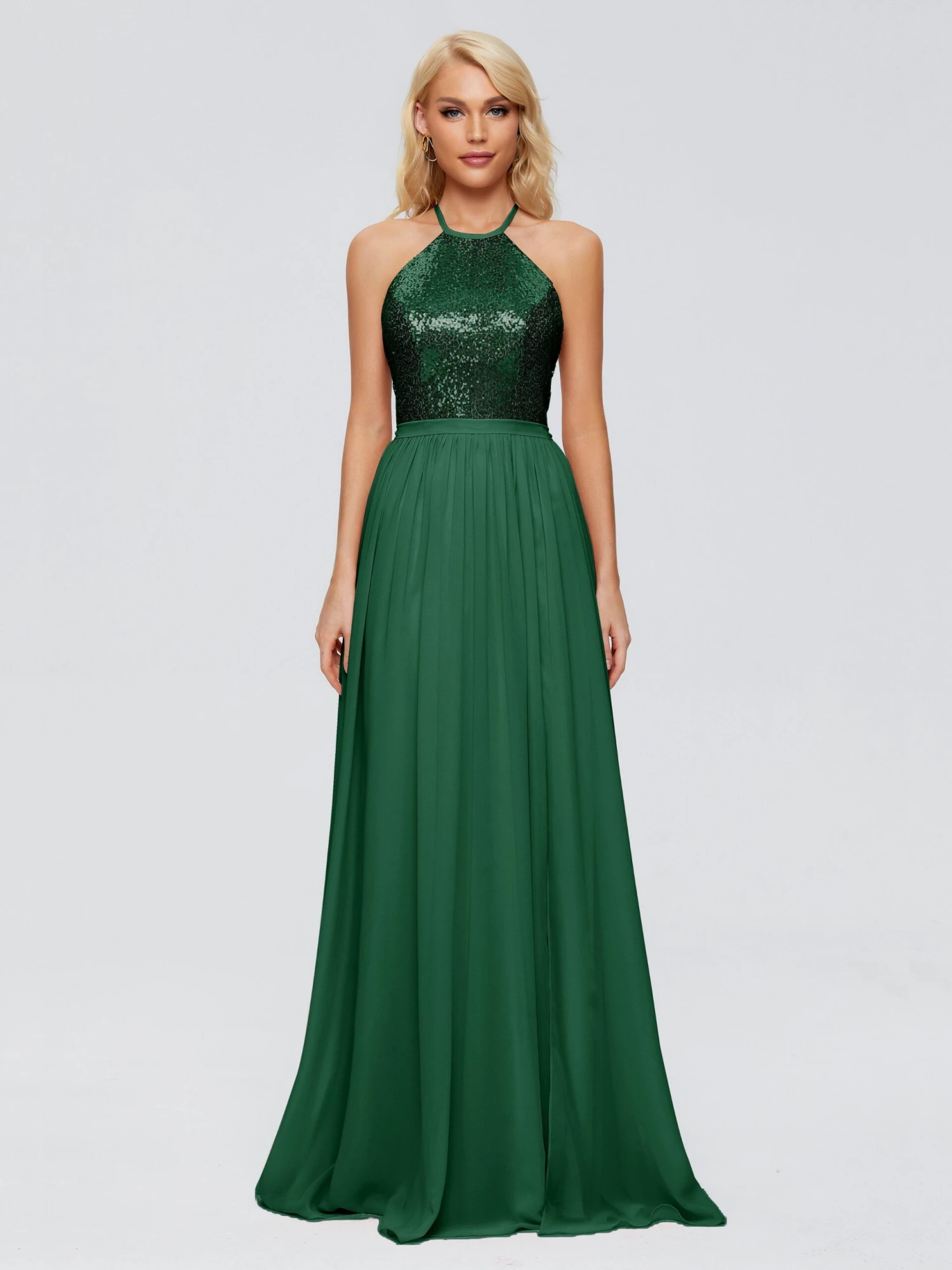 Jasmine A-line Halter Sequins Prom Dresses - Image 13