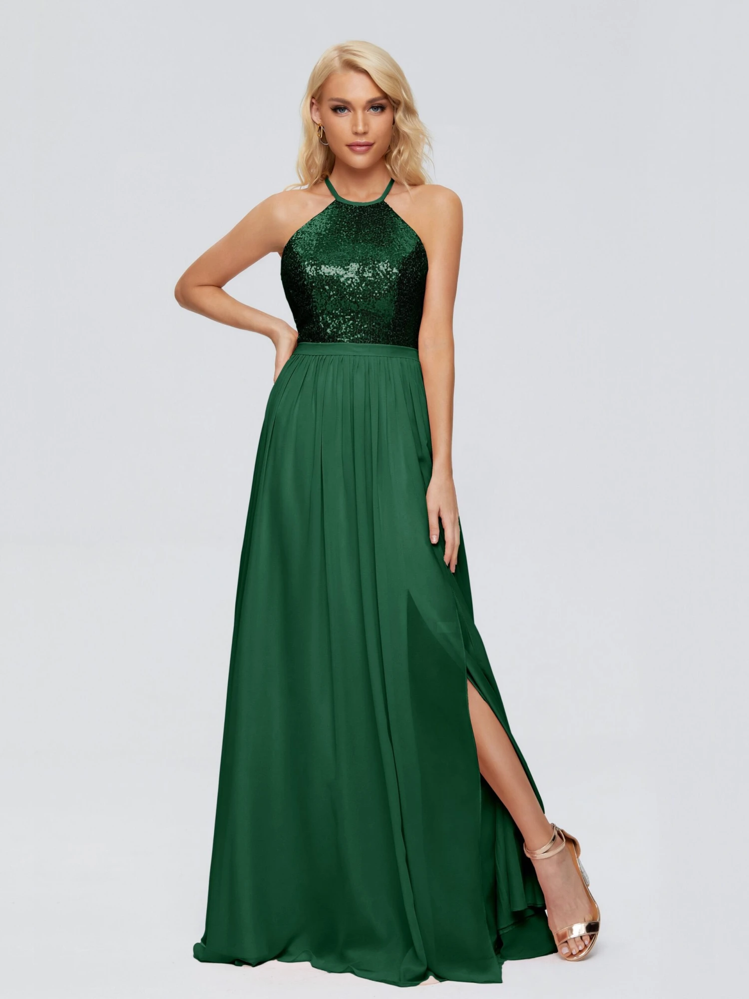 Jasmine A-line Halter Sequins Prom Dresses - Image 14