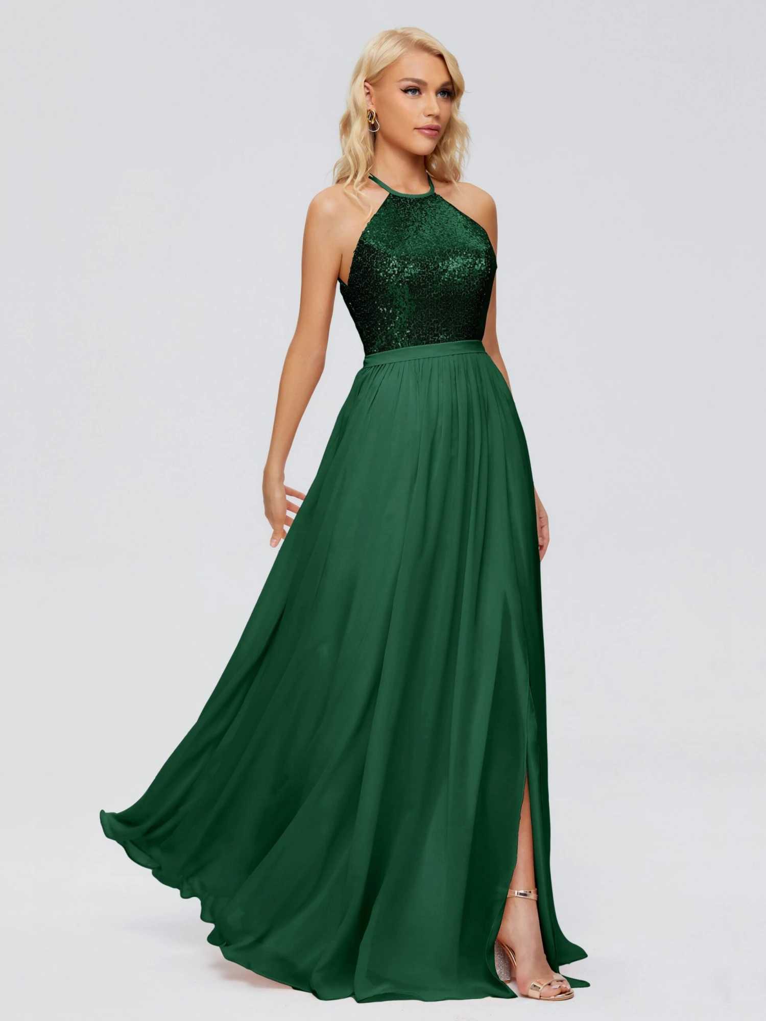 Jasmine A-line Halter Sequins Prom Dresses - Image 16