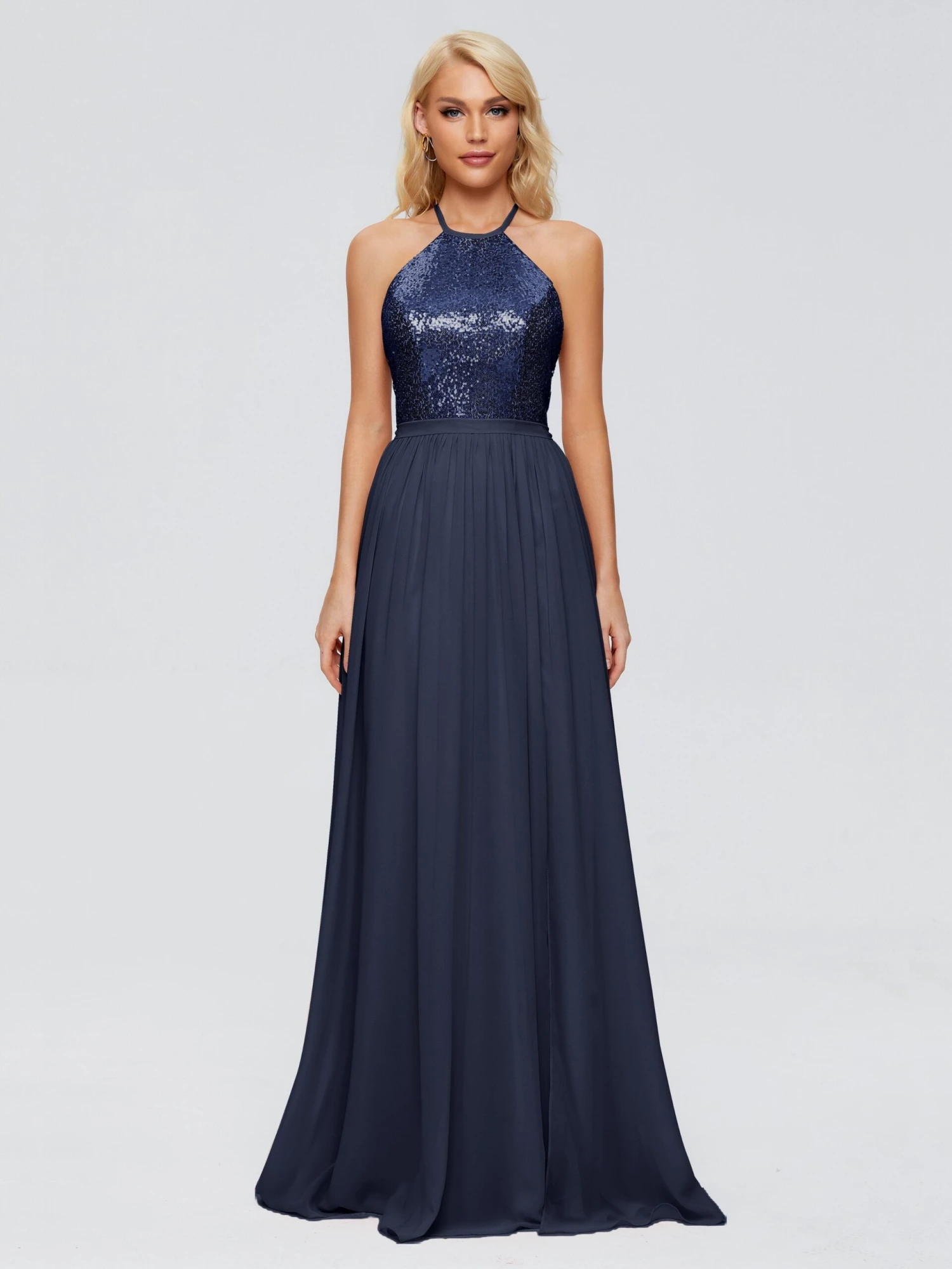 Jasmine A-line Halter Sequins Prom Dresses - Image 17