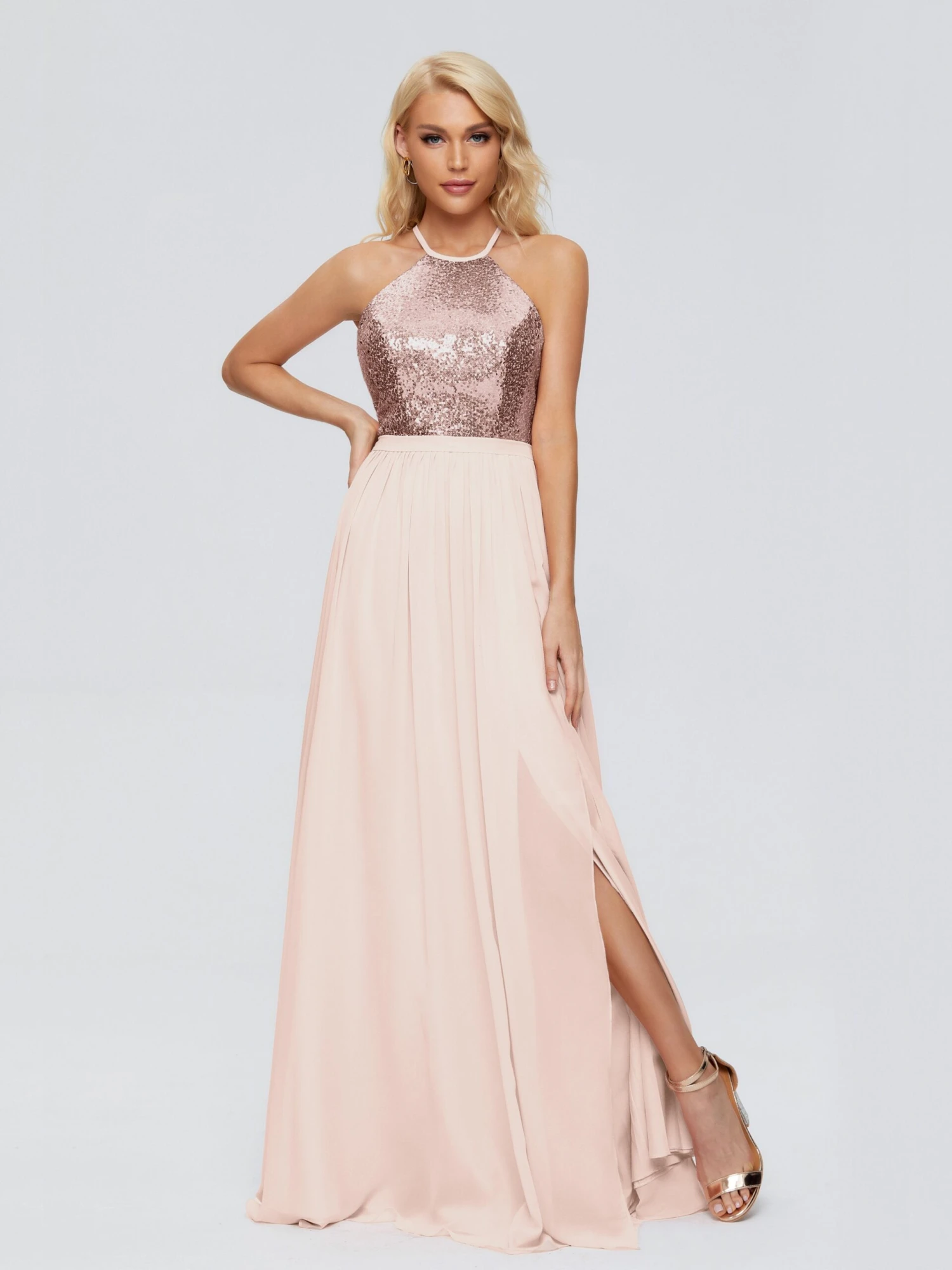 Jasmine A-line Halter Sequins Prom Dresses - Image 2
