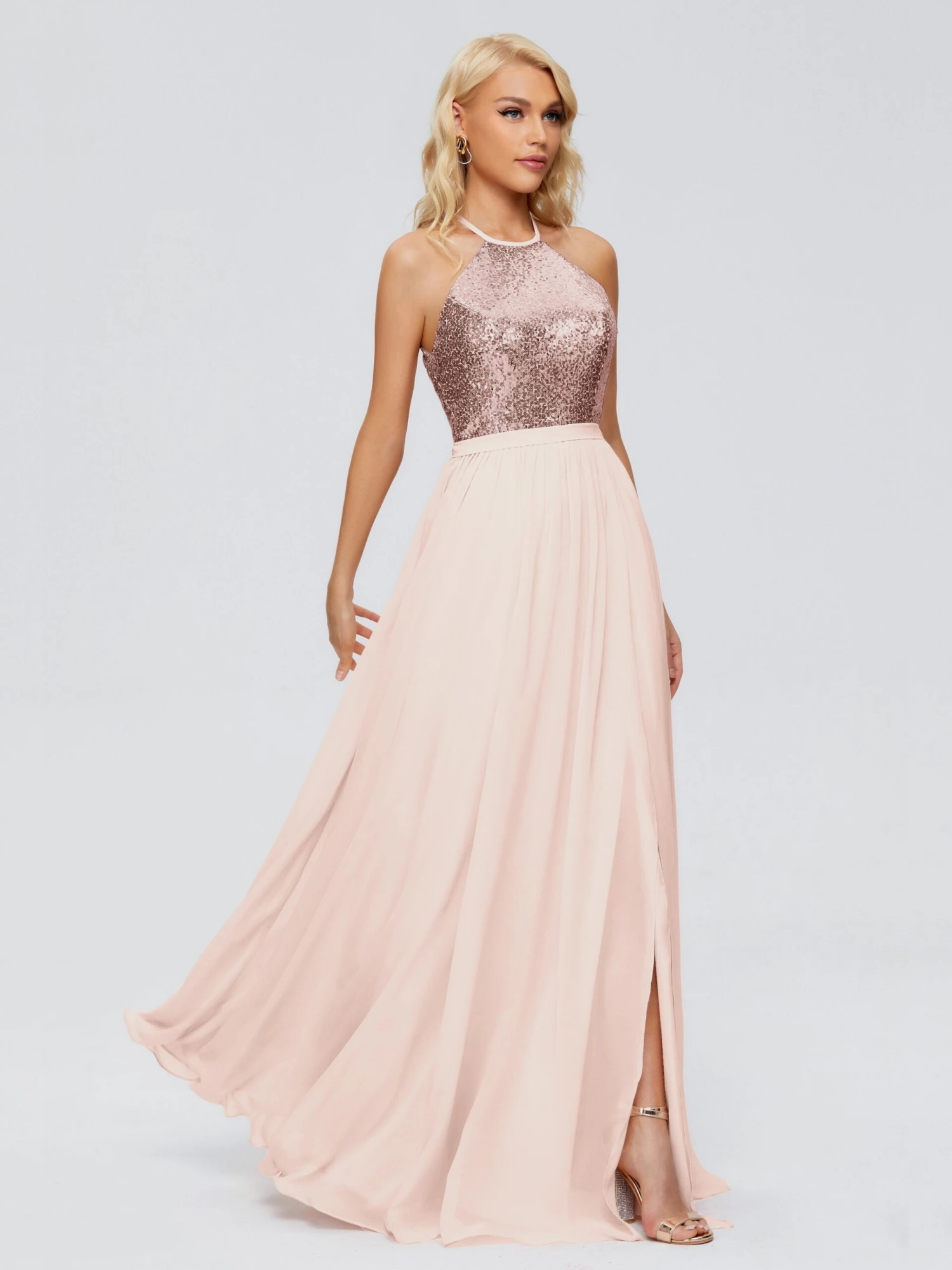 Jasmine A-line Halter Sequins Prom Dresses - Image 4