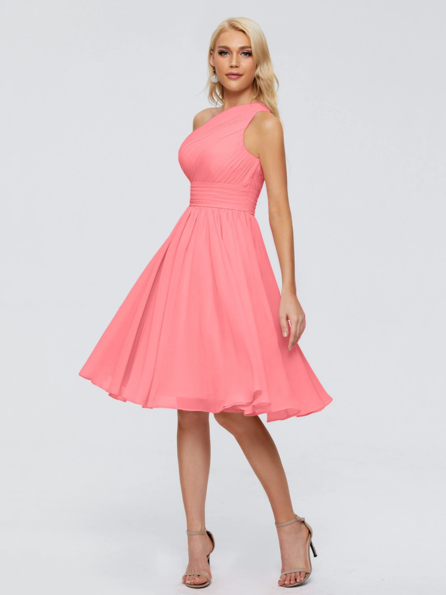 Kimberly Simple One Shoulder Short Bridesmaid Dresses - Image 3