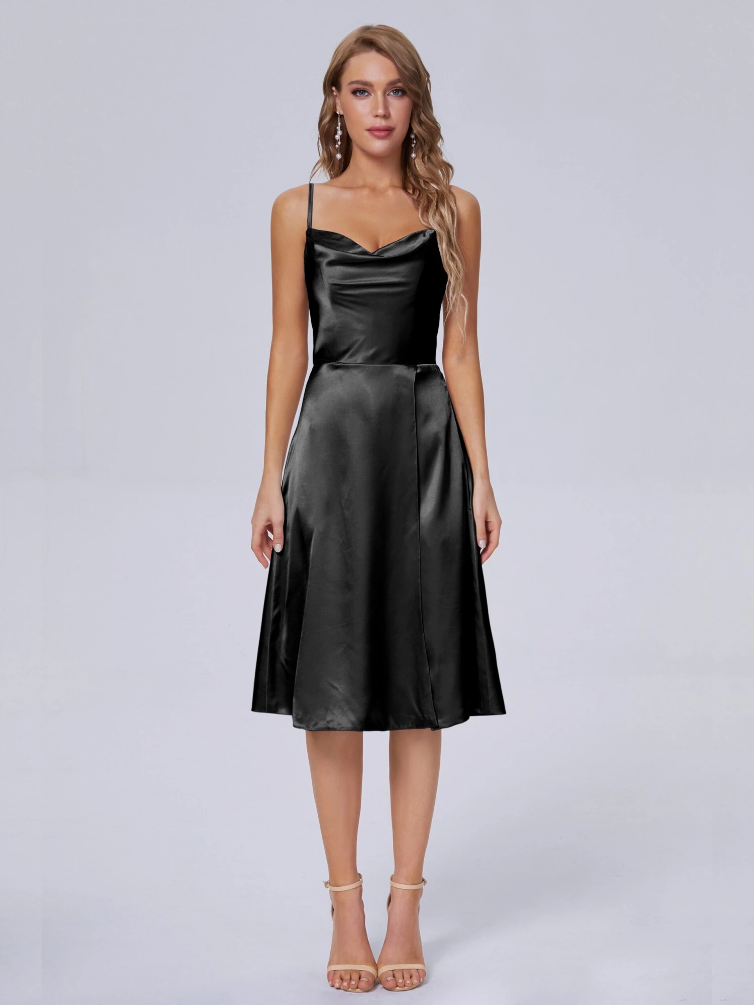 Marley Elegant Split Short Soft Satin Bridesmaid Dresses