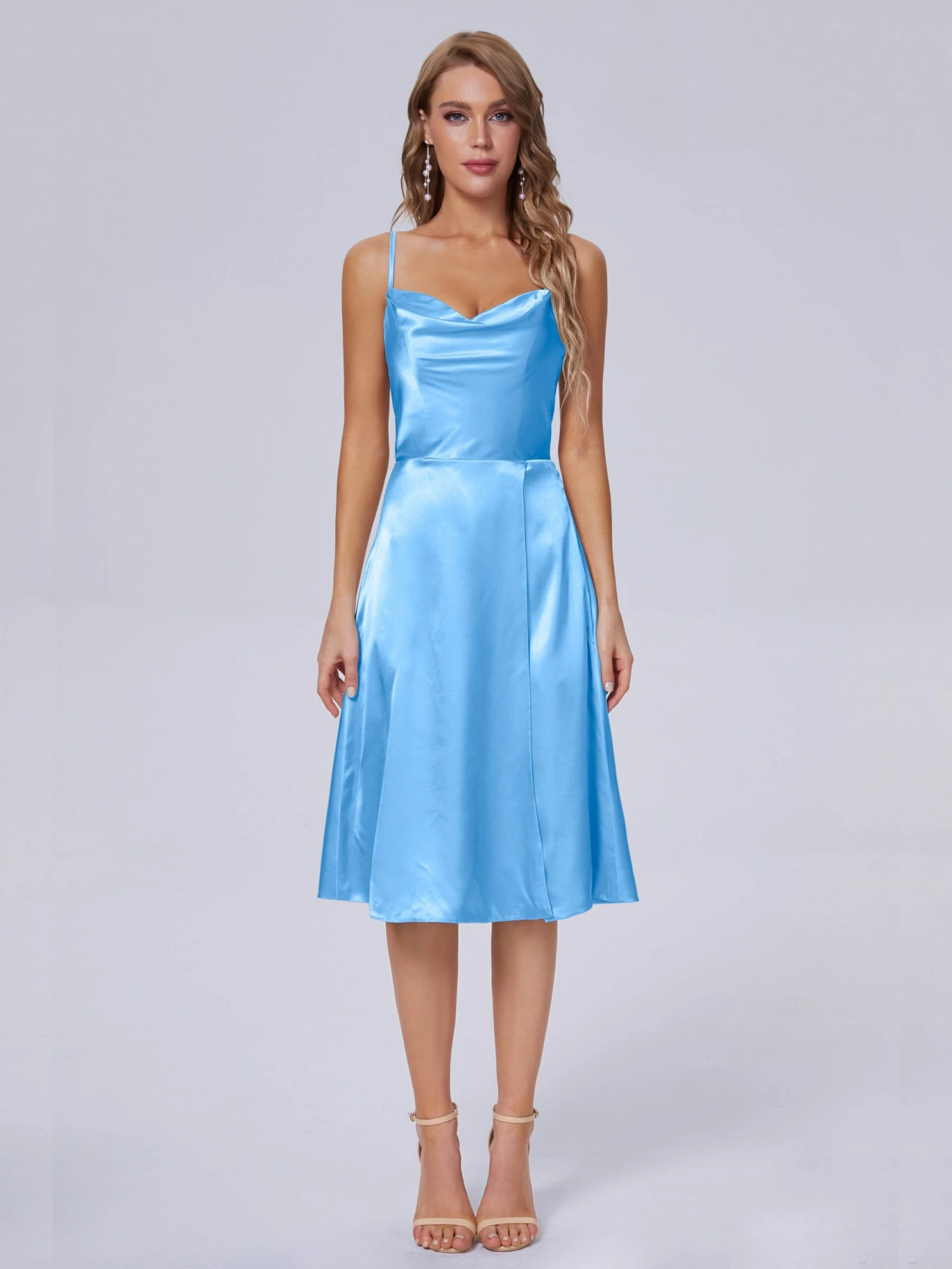 Marley Elegant Split Short Soft Satin Bridesmaid Dresses - Image 5