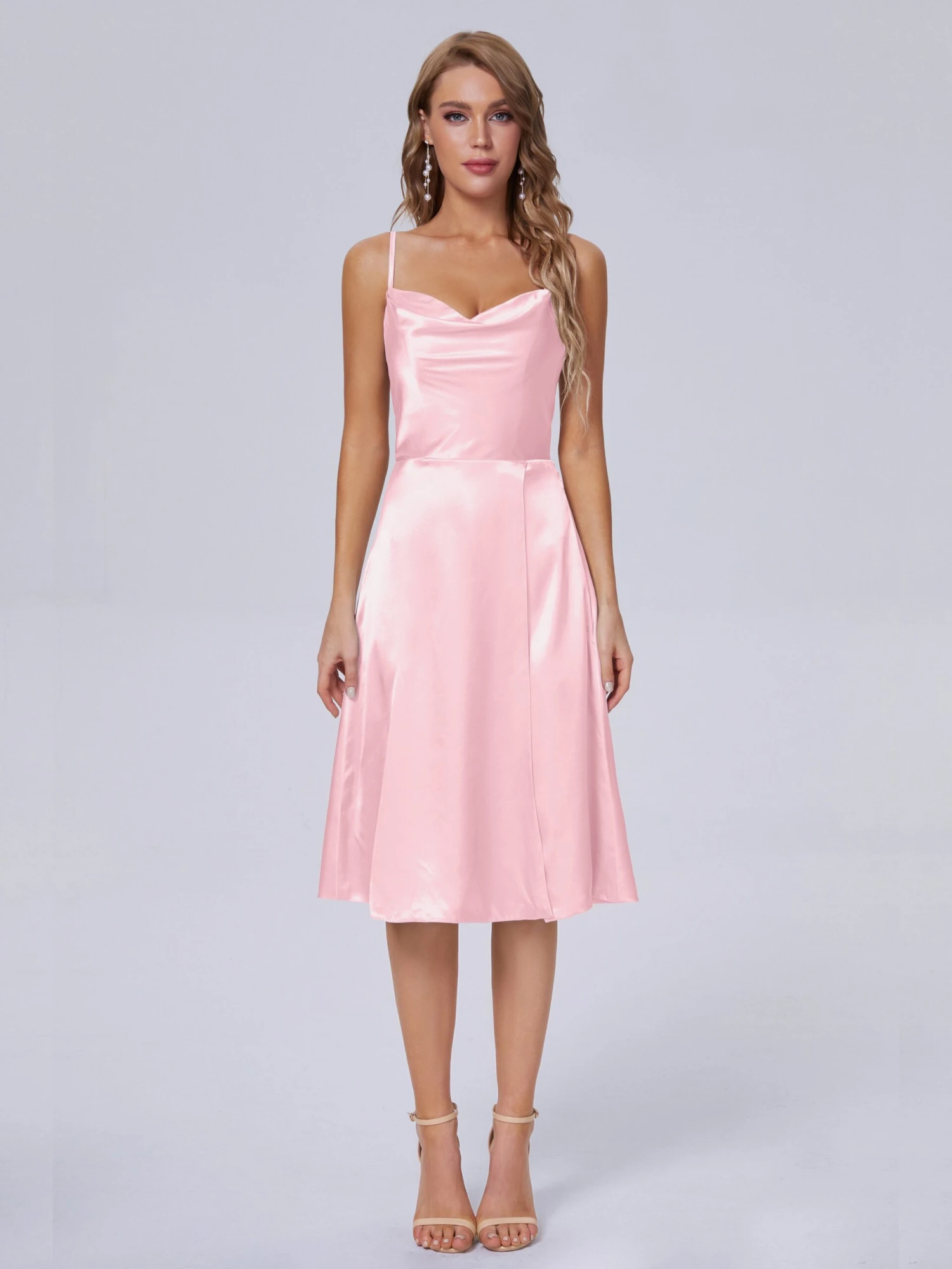 Marley Elegant Split Short Soft Satin Bridesmaid Dresses - Image 9