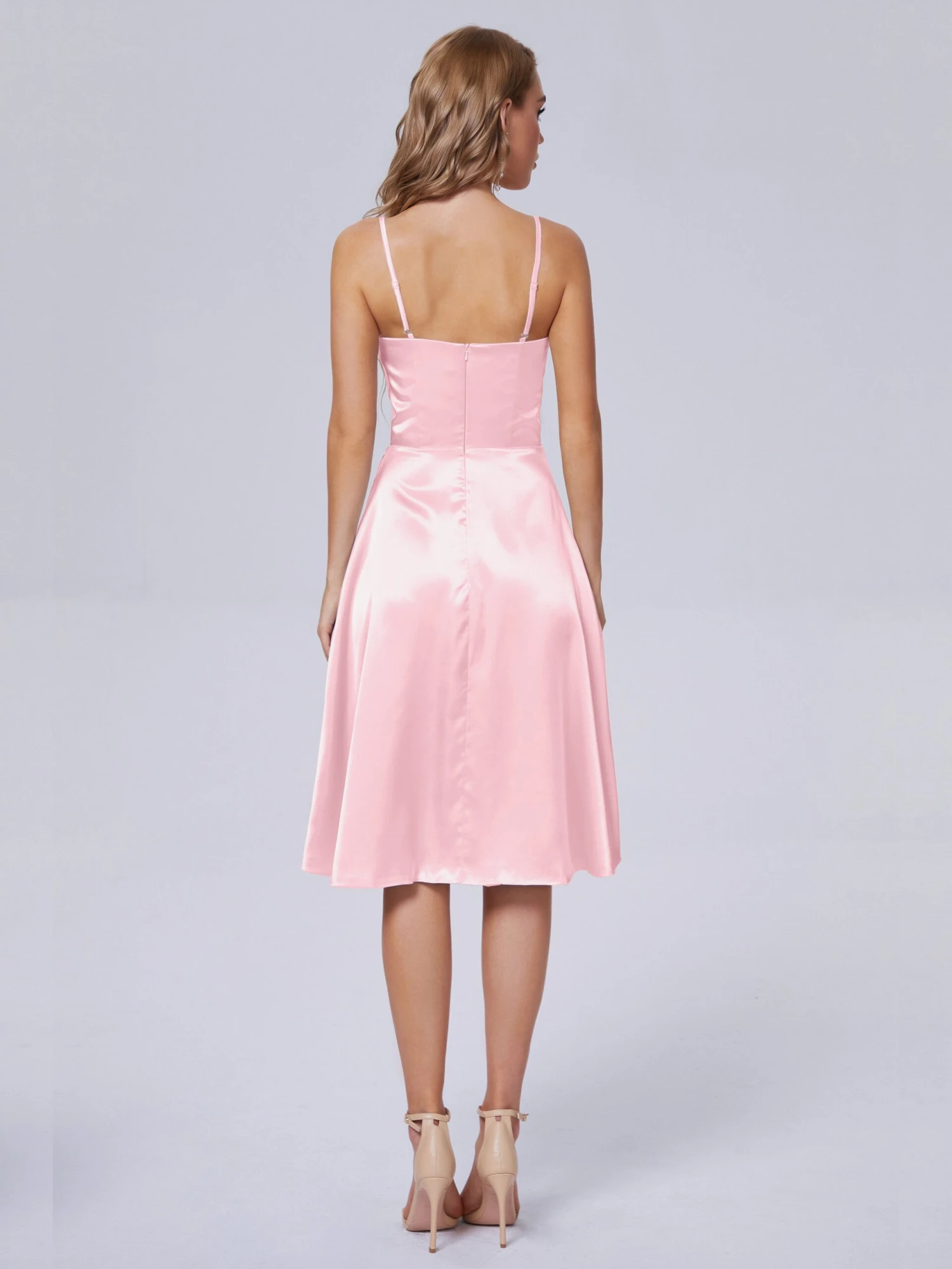 Marley Elegant Split Short Soft Satin Bridesmaid Dresses - Image 11