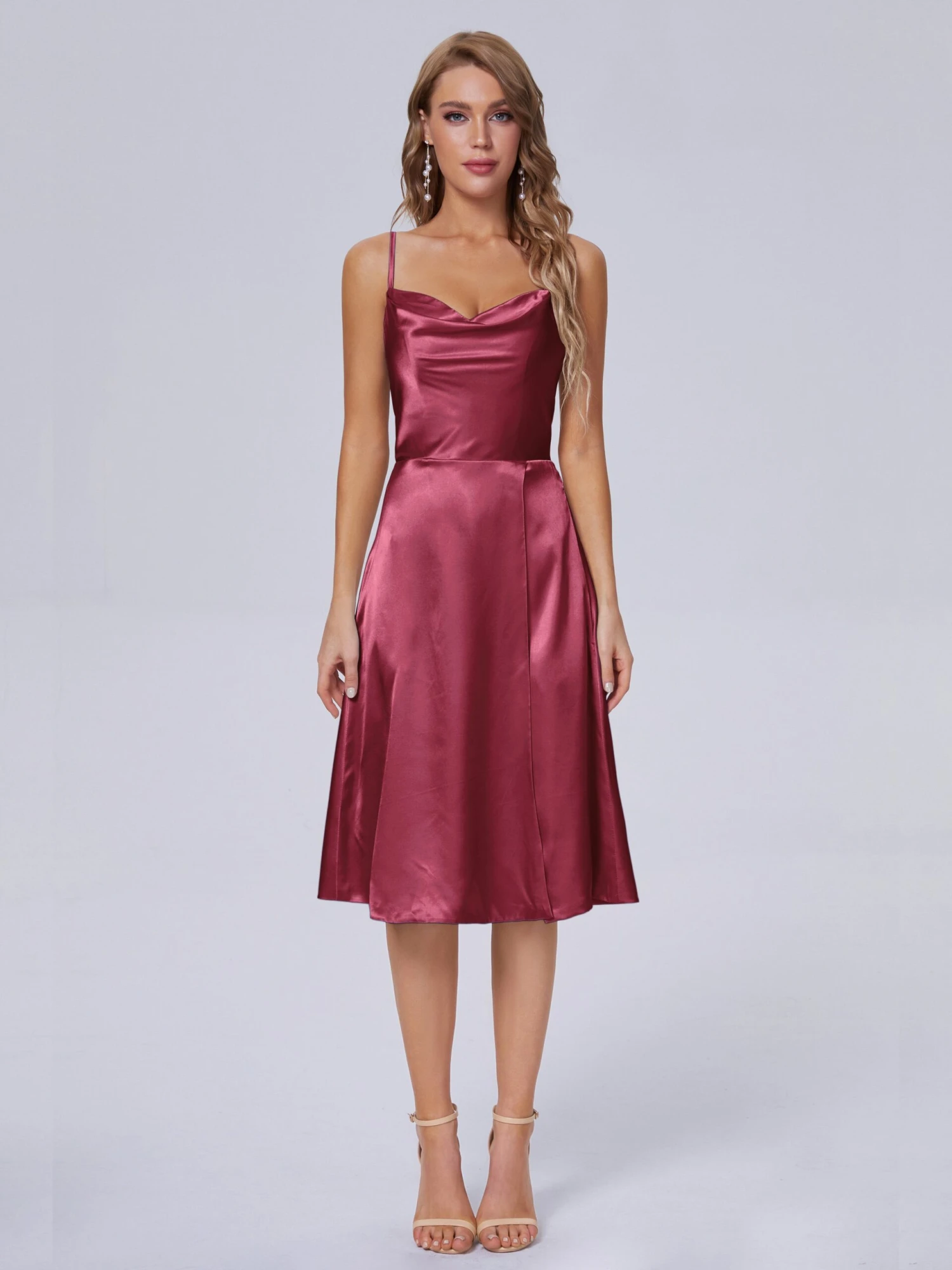 Marley Elegant Split Short Soft Satin Bridesmaid Dresses - Image 13
