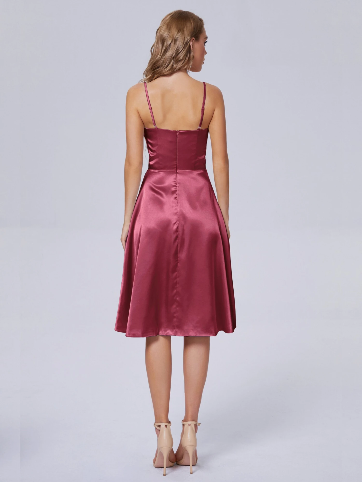 Marley Elegant Split Short Soft Satin Bridesmaid Dresses - Image 15