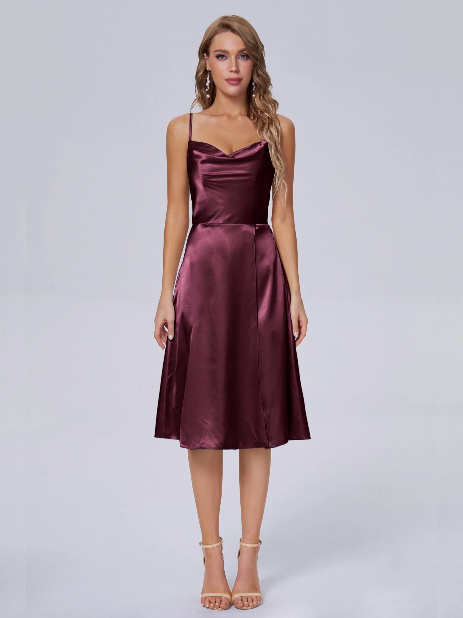 Marley Elegant Split Short Soft Satin Bridesmaid Dresses - Image 17