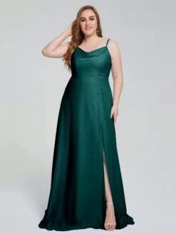 Rachel Spaghetti Straps Split Plus Size Bridesmaid Dresses