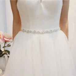 Ribbon Wedding Sash Belt With Rhinestones