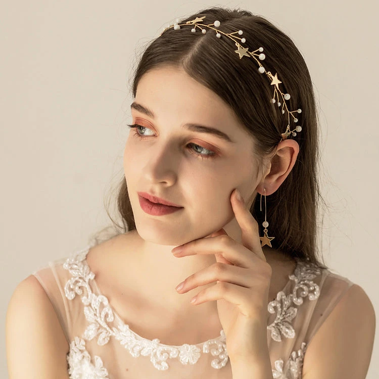 Star Pearl Wedding Headband - Image 2