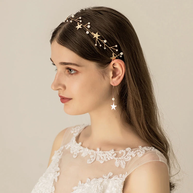 Star Pearl Wedding Headband - Image 3